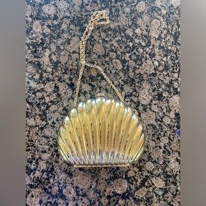 Gold Shell Clutch Bag